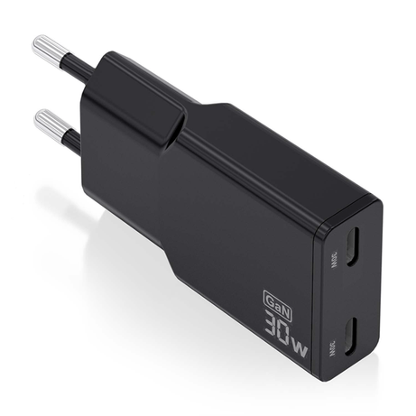 CARGADOR AISENS GAN ULTRA DELGADO 30W 2XUSB-C PD3.0 QC4.0 NEGRO - Imagen 1 de 7 CARGADOR AISENS GAN ULTRA DELGADO 30W 2XUSB-C PD3.0 QC4.0 NEGRO - Imagen 1 de 7