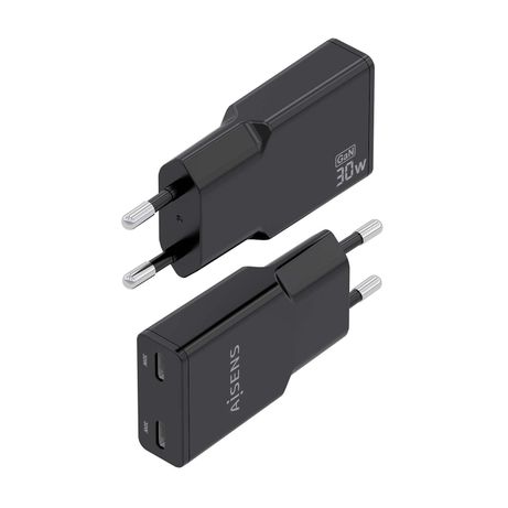 CARGADOR AISENS GAN ULTRA DELGADO 30W 2XUSB-C PD3.0 QC4.0 NEGRO - Imagen 4 de 7 CARGADOR AISENS GAN ULTRA DELGADO 30W 2XUSB-C PD3.0 QC4.0 NEGRO - Imagen 4 de 7