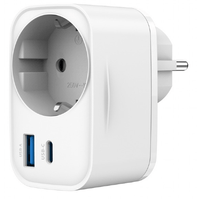 Miniatura 1 de CARGADOR RAPIDO GEMBIRD USB DE 2 PUERTOS CON TOMA DE CA DE PASO 20 W BLANCO