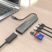 Miniatura 6 de AISENS USB C Dock 6 en 1  USB C A  1x HDMI  3x USB A  1x SD  1x MicroSD  Gris  15cm