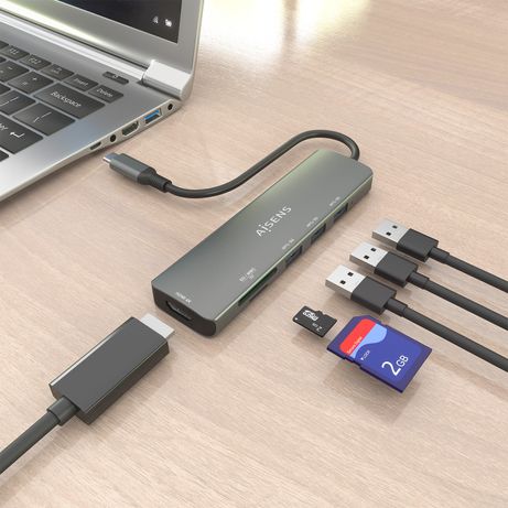 AISENS USB C Dock 6 en 1 USB C A 1x HDMI 3x USB A 1x SD 1x MicroSD Gris 15cm - Imagen 6 de 9 AISENS USB C Dock 6 en 1 USB C A 1x HDMI 3x USB A 1x SD 1x MicroSD Gris 15cm - Imagen 6 de 9