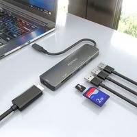 Miniatura 7 de AISENS USB C Dock 6 en 1  USB C A  1x HDMI  3x USB A  1x SD  1x MicroSD  Gris  15cm