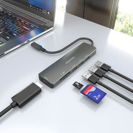 AISENS USB C Dock 6 en 1 USB C A 1x HDMI 3x USB A 1x SD 1x MicroSD Gris 15cm - Imagen 7 de 9 AISENS USB C Dock 6 en 1 USB C A 1x HDMI 3x USB A 1x SD 1x MicroSD Gris 15cm - Imagen 7 de 9