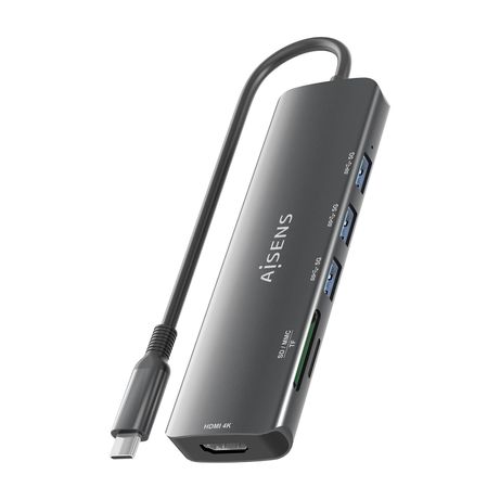AISENS USB C Dock 6 en 1 USB C A 1x HDMI 3x USB A 1x SD 1x MicroSD Gris 15cm - Imagen 9 de 9 AISENS USB C Dock 6 en 1 USB C A 1x HDMI 3x USB A 1x SD 1x MicroSD Gris 15cm - Imagen 9 de 9