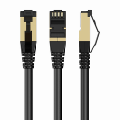 CABLE RED S-FTP GEMBIRD  CAT 8 LSZH NEGRO 0,5 M