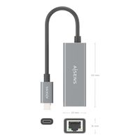 Miniatura 5 de AISENS Conversor USB3 1 Gen1 USB C a ethernet Gigabit 10 100 1000 Mbps  Gris  15cm