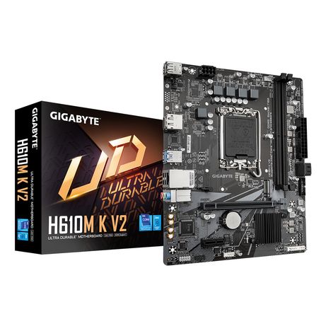 GIGABYTE Intel H610M K V2 Placa base - Procesadores Intel Core 14ª generación, hasta 5600 MHz DDR5, 1xPCIe 3.0 M.2, LAN 1GbE, USB 3.2 Gen 1 LGA 1700 - Imagen 2 de 6 GIGABYTE Intel H610M K V2 Placa base - Procesadores Intel Core 14ª generación, hasta 5600 MHz DDR5, 1xPCIe 3.0 M.2, LAN 1GbE, USB 3.2 Gen 1 LGA 1700 - Imagen 2 de 6