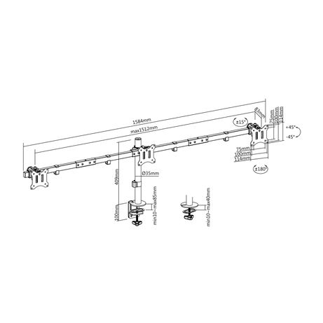 SOPORTE DE MESA EQUIP 650158 PARA 3 PANTALLAS DE 17"-32" Max. 7Kg POR PANTALLA Max.VESA 100x100 - Imagen 8 de 11 SOPORTE DE MESA EQUIP 650158 PARA 3 PANTALLAS DE 17"-32" Max. 7Kg POR PANTALLA Max.VESA 100x100 - Imagen 8 de 11