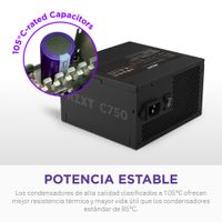 Miniatura 5 de Fuente Alimentación 750W NZXT  C750 Bronze 80 PLUS Bronze Non-Modular Negro
