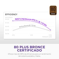 Miniatura 6 de Fuente Alimentación 750W NZXT  C750 Bronze 80 PLUS Bronze Non-Modular Negro