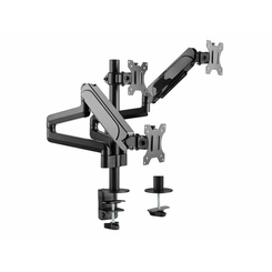 SOPORTE PANTALLA PARA MESA TRES BRAZOS 3 PANTALLAS  17" - 27" ALUMINIO MUELLE DE GAS INCLINABLE Y GIRATORIO MAX, VESA 100X100