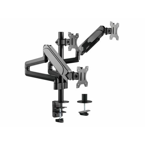 SOPORTE PANTALLA PARA MESA TRES BRAZOS 3 PANTALLAS 17" - 27" ALUMINIO MUELLE DE GAS INCLINABLE Y GIRATORIO MAX, VESA 100X100 - Imagen 2 de 7 SOPORTE PANTALLA PARA MESA TRES BRAZOS 3 PANTALLAS 17" - 27" ALUMINIO MUELLE DE GAS INCLINABLE Y GIRATORIO MAX, VESA 100X100 - Imagen 2 de 7