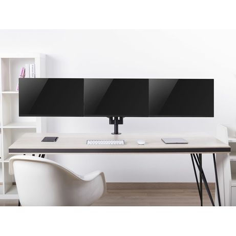SOPORTE PANTALLA PARA MESA TRES BRAZOS 3 PANTALLAS 17" - 27" ALUMINIO MUELLE DE GAS INCLINABLE Y GIRATORIO MAX, VESA 100X100 - Imagen 6 de 7 SOPORTE PANTALLA PARA MESA TRES BRAZOS 3 PANTALLAS 17" - 27" ALUMINIO MUELLE DE GAS INCLINABLE Y GIRATORIO MAX, VESA 100X100 - Imagen 6 de 7