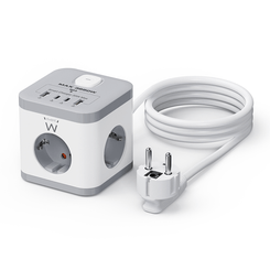 Ewent EW3863 Regleta 3 Tomas SHUCKO+2USB-A+2USB-C