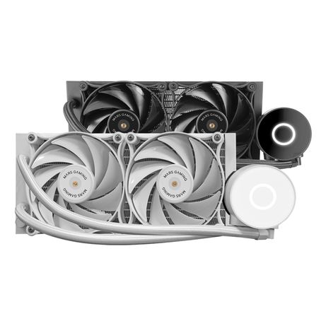 SISTEMA DE REFRIGERACION LIQUIDA PROFESIONAL MARS GAMING MLPRO240W BLANCO 2x120mm FDB COBRE INTEL AM - Imagen 4 de 4 SISTEMA DE REFRIGERACION LIQUIDA PROFESIONAL MARS GAMING MLPRO240W BLANCO 2x120mm FDB COBRE INTEL AM - Imagen 4 de 4