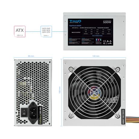 Fuente Alimentación 500W TOOQ TQAPOLO-500SP No Non-Modular Silver - Imagen 5 de 8 Fuente Alimentación 500W TOOQ TQAPOLO-500SP No Non-Modular Silver - Imagen 5 de 8