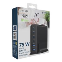 Miniatura 6 de CARGADOR RAPIDO GEMBIRD USB GAN DE 6 PUERTOS 75 W NEGRO