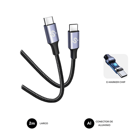 CABLE SUBBLIM PLUS 100W C-C 2M BLACK - Imagen 1 de 9 CABLE SUBBLIM PLUS 100W C-C 2M BLACK - Imagen 1 de 9