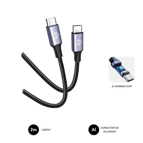 CABLE SUBBLIM PLUS 100W C-C 2M BLACK - Imagen 2 de 9 CABLE SUBBLIM PLUS 100W C-C 2M BLACK - Imagen 2 de 9