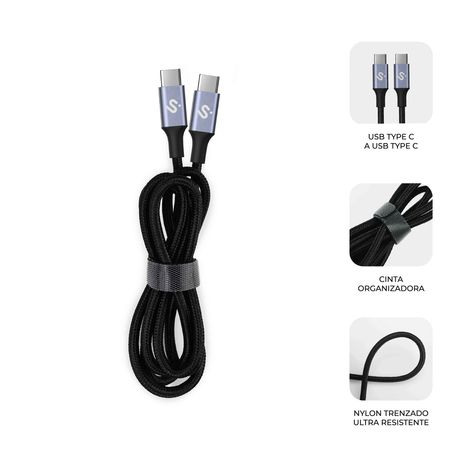 CABLE SUBBLIM PLUS 100W C-C 2M BLACK - Imagen 4 de 9 CABLE SUBBLIM PLUS 100W C-C 2M BLACK - Imagen 4 de 9