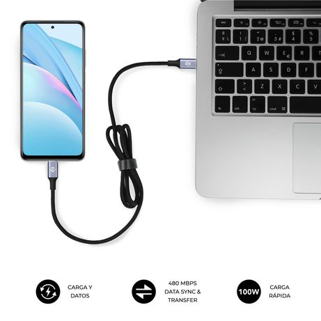 CABLE SUBBLIM PLUS 100W C-C 2M BLACK - Imagen 6 de 9 CABLE SUBBLIM PLUS 100W C-C 2M BLACK - Imagen 6 de 9