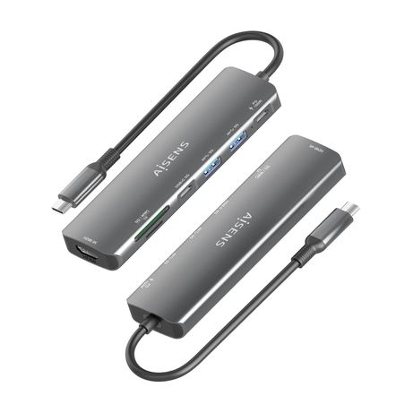 AISENS USB C Dock 7 en 1 USB C A 1x HDMI 2x USB A 1x USB C 1x USB C PD 100W 1x SD 1x MicroSD Gris 15cm - Imagen 4 de 9 AISENS USB C Dock 7 en 1 USB C A 1x HDMI 2x USB A 1x USB C 1x USB C PD 100W 1x SD 1x MicroSD Gris 15cm - Imagen 4 de 9