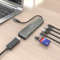 Miniatura 6 de AISENS USB C Dock 7 en 1  USB C A  1x HDMI  2x USB A  1x USB C  1x USB C PD 100W  1x SD  1x MicroSD  Gris  15cm