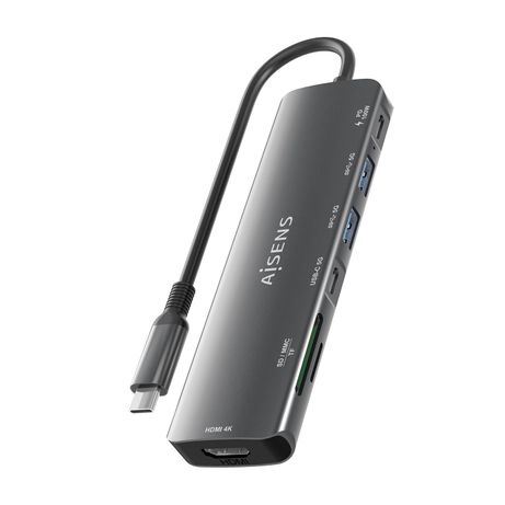 AISENS USB C Dock 7 en 1 USB C A 1x HDMI 2x USB A 1x USB C 1x USB C PD 100W 1x SD 1x MicroSD Gris 15cm - Imagen 7 de 9 AISENS USB C Dock 7 en 1 USB C A 1x HDMI 2x USB A 1x USB C 1x USB C PD 100W 1x SD 1x MicroSD Gris 15cm - Imagen 7 de 9