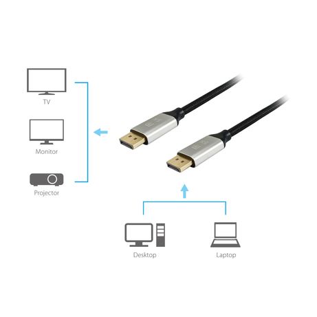 CABLE DISPLAYPORT A DISPLAYPORT PREMIUM 1.4 8K/60Hz 1M MALLA ALGOD??N TRENZADO Y CONECTOR ALUMIN - Imagen 5 de 7 CABLE DISPLAYPORT A DISPLAYPORT PREMIUM 1.4 8K/60Hz 1M MALLA ALGOD??N TRENZADO Y CONECTOR ALUMIN - Imagen 5 de 7
