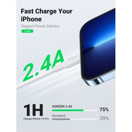 CABLE UGREEEN USB-A A LIGHTNING 1 M BLANCO - Imagen 4 de 9 CABLE UGREEEN USB-A A LIGHTNING 1 M BLANCO - Imagen 4 de 9