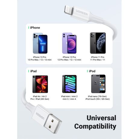 CABLE UGREEEN USB-A A LIGHTNING 1 M BLANCO - Imagen 6 de 9 CABLE UGREEEN USB-A A LIGHTNING 1 M BLANCO - Imagen 6 de 9