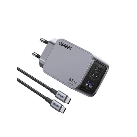 CARGADOR DE PARED UGREEN 65W 1 USB-A 2 USB-C GRIS - Imagen 2 de 3 CARGADOR DE PARED UGREEN 65W 1 USB-A 2 USB-C GRIS - Imagen 2 de 3