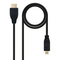 Miniatura 2 de CABLE MICRO HDMI NANO CABLE A/M - D/M V1.4 0,8M ALTA VELOCIDAD/HEC NEGRO