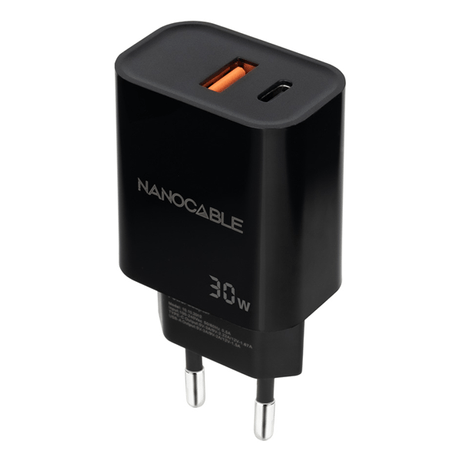 Nanocable Cargador USB-C/PD+USB-A/QC 30W Negro - Imagen 1 de 4 Nanocable Cargador USB-C/PD+USB-A/QC 30W Negro - Imagen 1 de 4