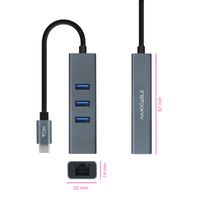 Miniatura 3 de CONVERSOR NANO CABLE USB-C - ETHERNET+ 3USB3.0 15CM