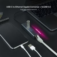 Miniatura 4 de CONVERSOR NANO CABLE USB-C - ETHERNET+ 3USB3.0 15CM