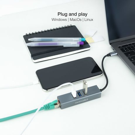 CONVERSOR NANO CABLE USB-C - ETHERNET+ 3USB3.0 15CM - Imagen 5 de 6 CONVERSOR NANO CABLE USB-C - ETHERNET+ 3USB3.0 15CM - Imagen 5 de 6