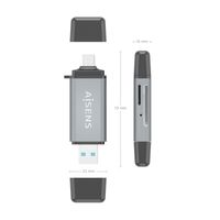 Miniatura 5 de LECTOR TARJETAS AISENS SD MICRO SD MMC RS-MMC MMC MICRO USBA USBC GRIS