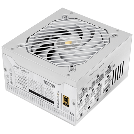 Fuente Alimentación 1000W MARS GAMING MPB1000PSIW 80 PLUS Gold Fully-Modular Blanco - Imagen 1 de 6 Fuente Alimentación 1000W MARS GAMING MPB1000PSIW 80 PLUS Gold Fully-Modular Blanco - Imagen 1 de 6