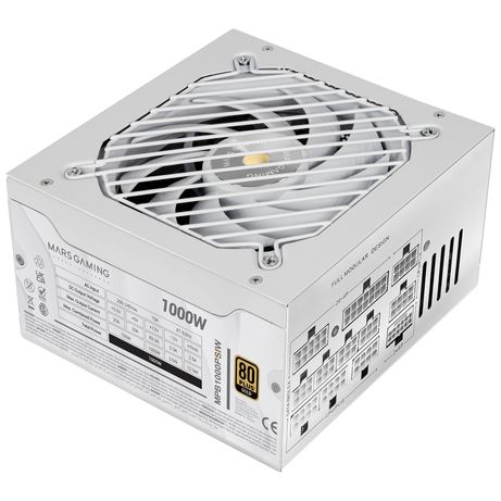 Fuente Alimentación 1000W MARS GAMING MPB1000PSIW 80 PLUS Gold Fully-Modular Blanco - Imagen 2 de 6 Fuente Alimentación 1000W MARS GAMING MPB1000PSIW 80 PLUS Gold Fully-Modular Blanco - Imagen 2 de 6