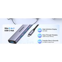 Miniatura 4 de UGREEN HUB UGREEN 5 EN 1  USB - C A  HDMI CON 3 PUERTOS USB 3,0 A+PD  100W