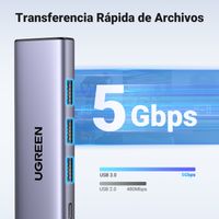 Miniatura 17 de UGREEN HUB UGREEN 5 EN 1  USB - C A  HDMI CON 3 PUERTOS USB 3,0 A+PD  100W