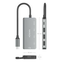 Miniatura 5 de HUB AISENS USB 3.1 USB-C 1XPD 100W 1XUSB-C 3.0 3XUSB-A 2.0 GRIS 15CM