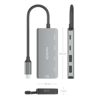 Miniatura 5 de HUB AISENS USB 3.1 USB-C 1XPD 100W 1XUSB-C 3.0 1XUSB-C 2.0 2XUSB-A 2.0 15CM