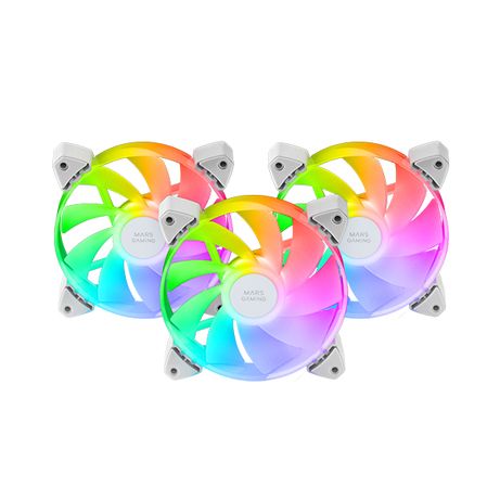 KIT 3xVENTILADOR INTERNO ARGB MARS GAMING MF-3ARW KIT BLANCO 12x12cm ARGB RAINBOW ASPAS INVERTIDAS - Imagen 2 de 2 KIT 3xVENTILADOR INTERNO ARGB MARS GAMING MF-3ARW KIT BLANCO 12x12cm ARGB RAINBOW ASPAS INVERTIDAS - Imagen 2 de 2