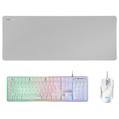 TECLADO MOUSE Y ALFOMBRILLA MARS GAMING MCPX FRANCES WHITE TELCADO HIBRIDO H-MECH MOUSE ULTRA