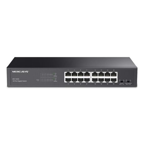 SWITCH NO GESTIONABLE MERCUSYS MS116GS 16P 16xRJ45 1Gbps CARCASA METALICA ENRACKABLE - Imagen 2 de 5 SWITCH NO GESTIONABLE MERCUSYS MS116GS 16P 16xRJ45 1Gbps CARCASA METALICA ENRACKABLE - Imagen 2 de 5