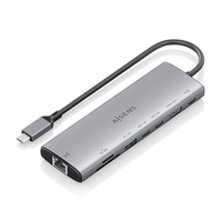 Miniatura 1 de AISENS USB C Dock 8 en 1  USB C a 1xHDMI  1xRJ45  1xUSB A 10G  2xUSB C 10G  1xSD  1xMicroSD  1xUSB C PD 100W  Gris  20cm