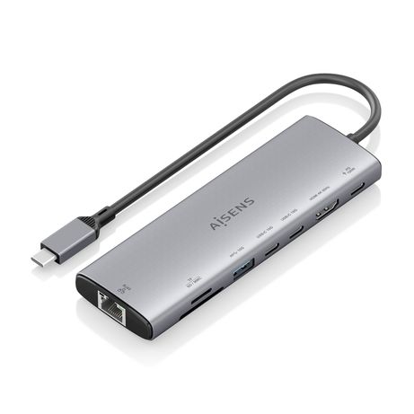 AISENS USB C Dock 8 en 1 USB C a 1xHDMI 1xRJ45 1xUSB A 10G 2xUSB C 10G 1xSD 1xMicroSD 1xUSB C PD 100W Gris 20cm - Imagen 2 de 8 AISENS USB C Dock 8 en 1 USB C a 1xHDMI 1xRJ45 1xUSB A 10G 2xUSB C 10G 1xSD 1xMicroSD 1xUSB C PD 100W Gris 20cm - Imagen 2 de 8