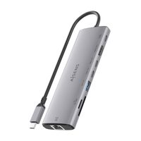 Miniatura 4 de AISENS USB C Dock 8 en 1  USB C a 1xHDMI  1xRJ45  1xUSB A 10G  2xUSB C 10G  1xSD  1xMicroSD  1xUSB C PD 100W  Gris  20cm